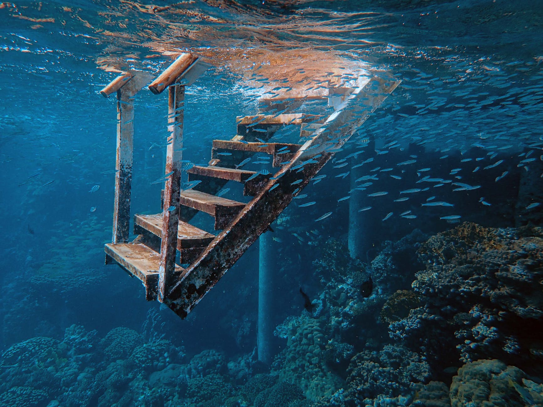 photo of stairs underwater